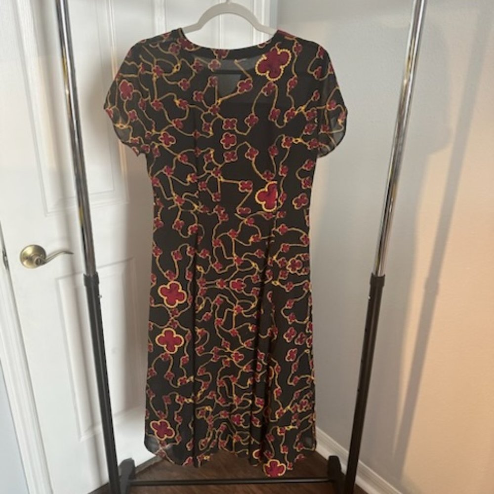 Asian Style Dress - Size EU XL 170/92A - Black with Flowers